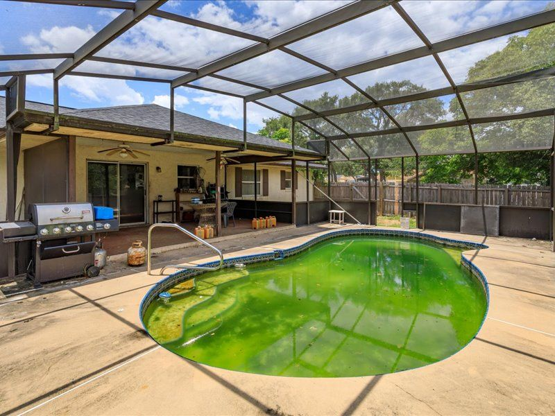 Green pool requiring restoration